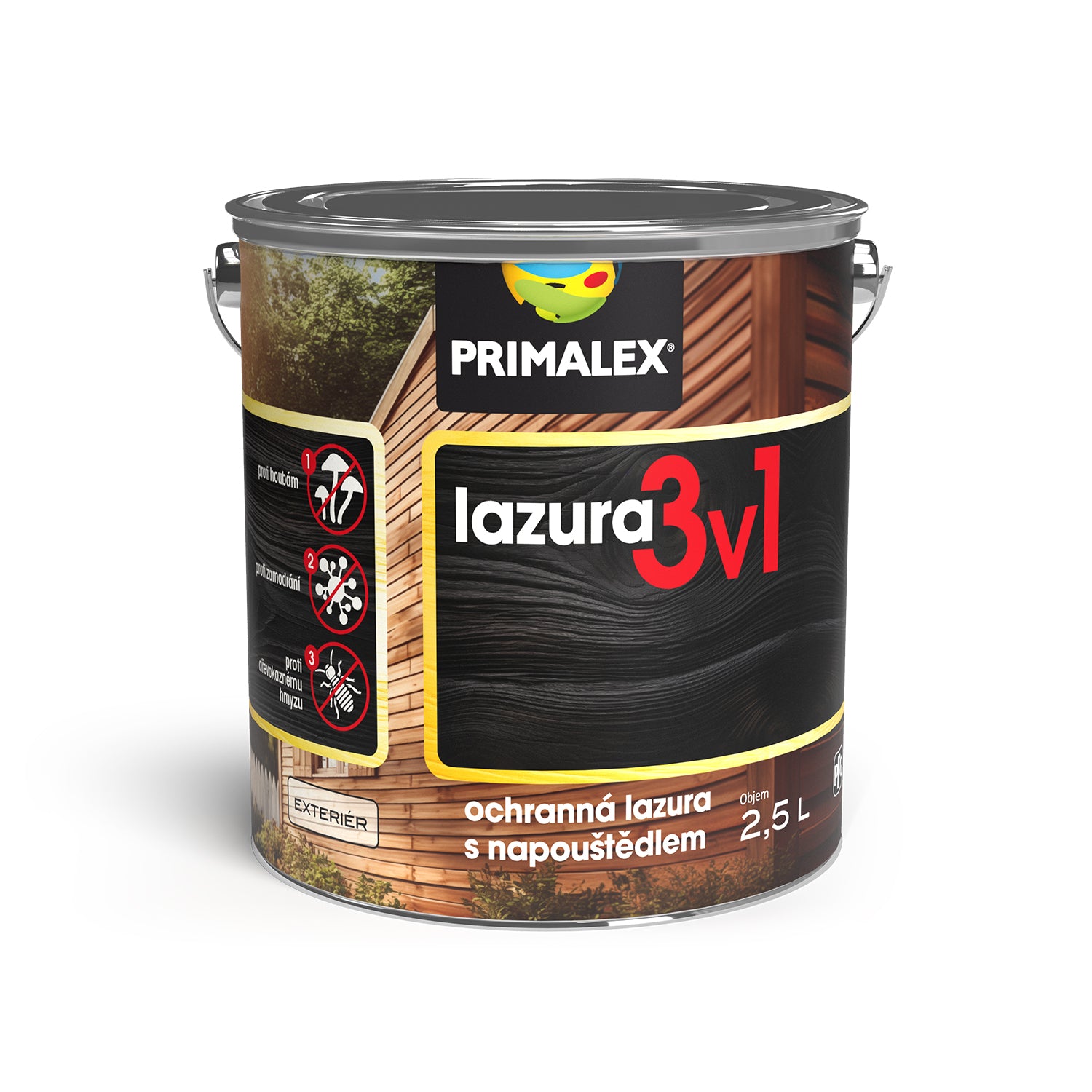 PRIMALEX LAZURA & napouštědlo 3v1 na dřevo barevná 2,5 l