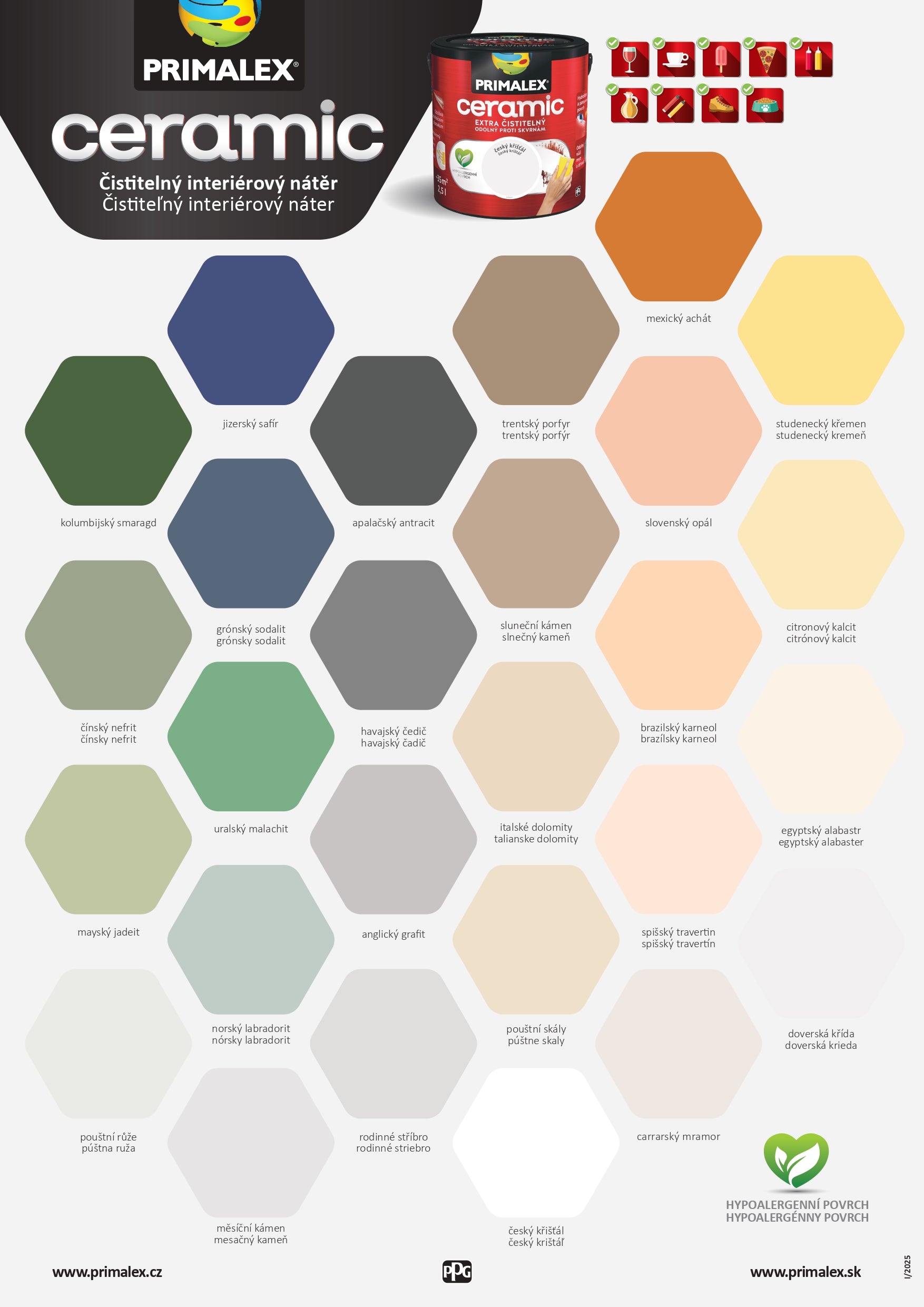 PRIMALEX ceramic omyvatelná interiérová barva na zeď anglický grafit 2,5 l