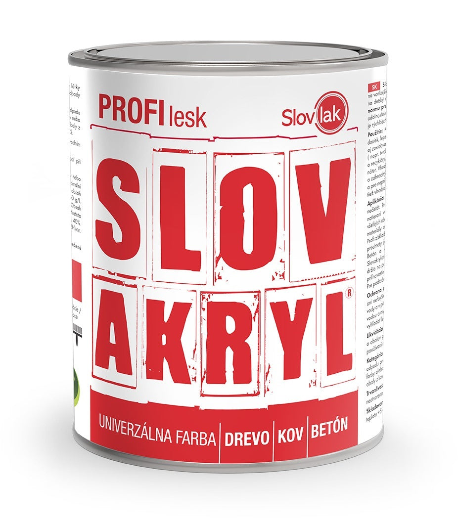 SLOVAKRYL PROFI lesk vodou ředitelná univerzální barva na dřevo, kov a beton