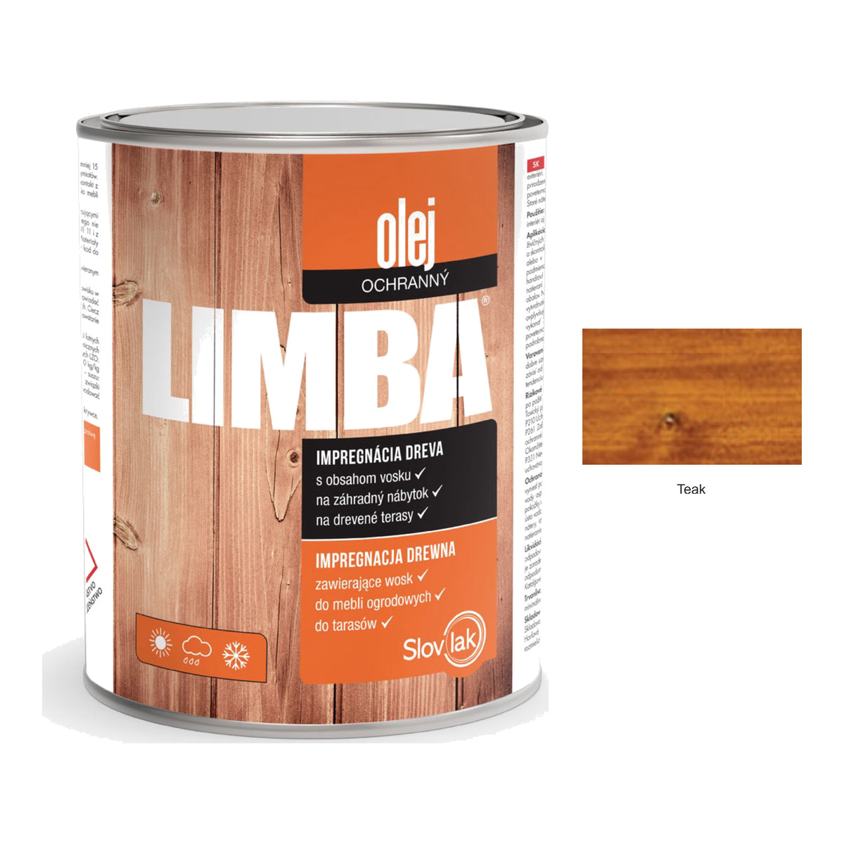 Slovlak LIMBA impregnační olej na dřevo na bázi lněného oleje s voskem - Teak