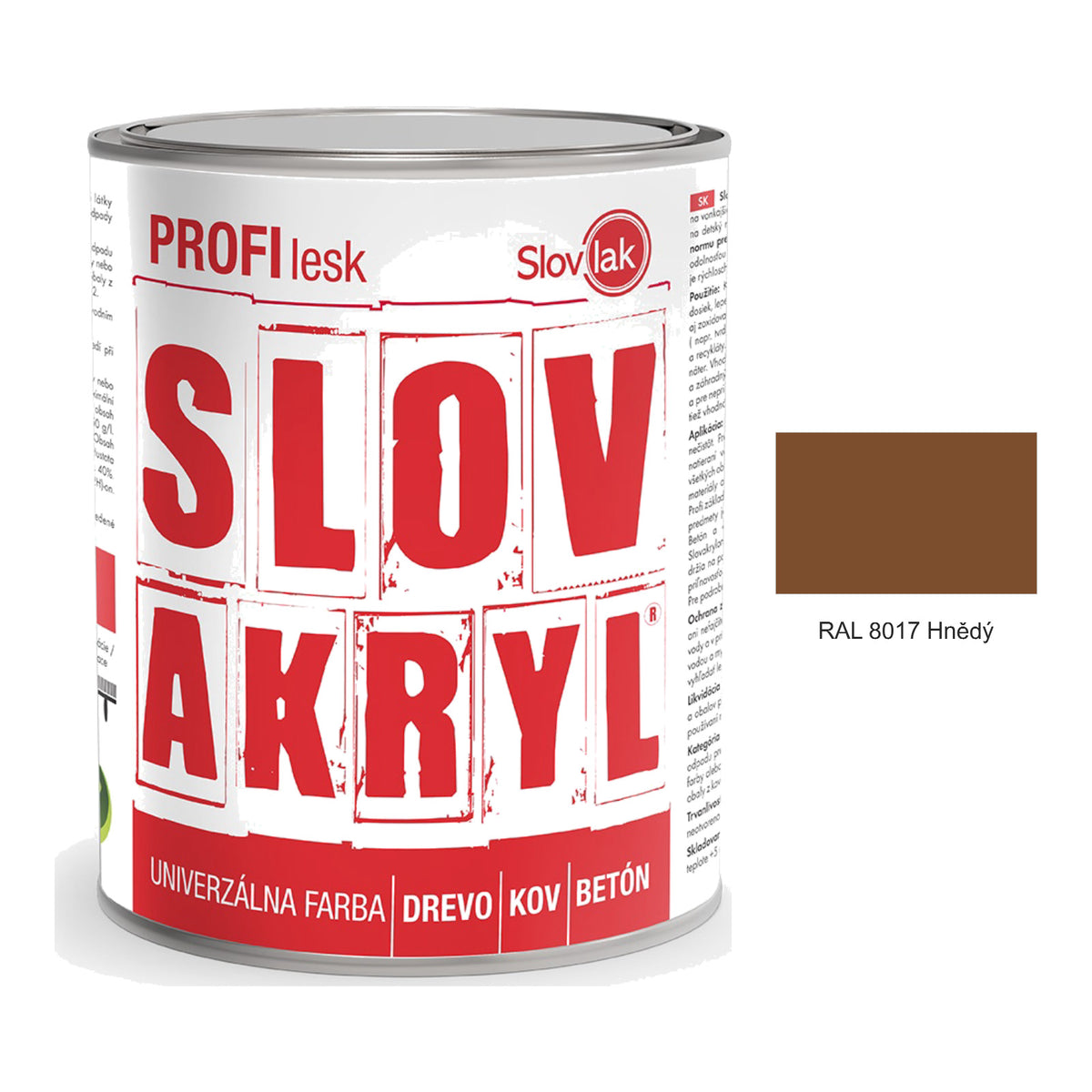 SLOVAKRYL PROFI lesk vodou ředitelná univerzální barva na dřevo, kov a beton - RAL 8017 Hnědý