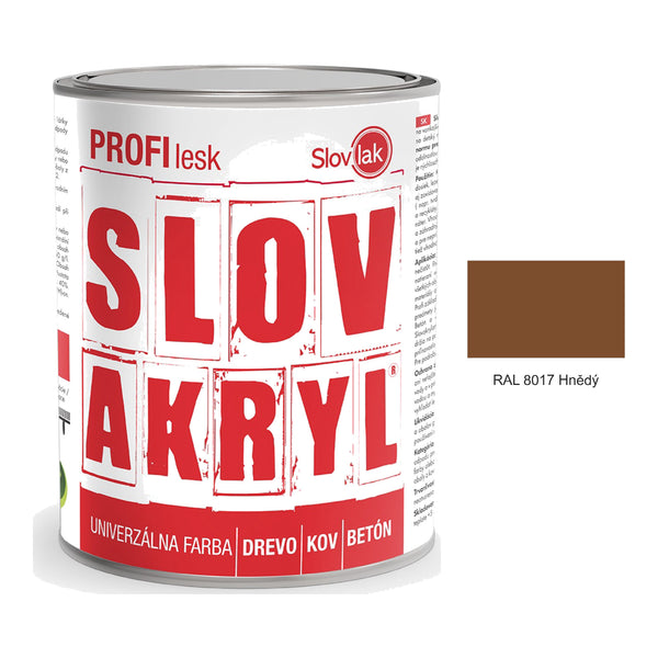 SLOVAKRYL PROFI lesk vodou ředitelná univerzální barva na dřevo, kov a beton - RAL 8017 Hnědý