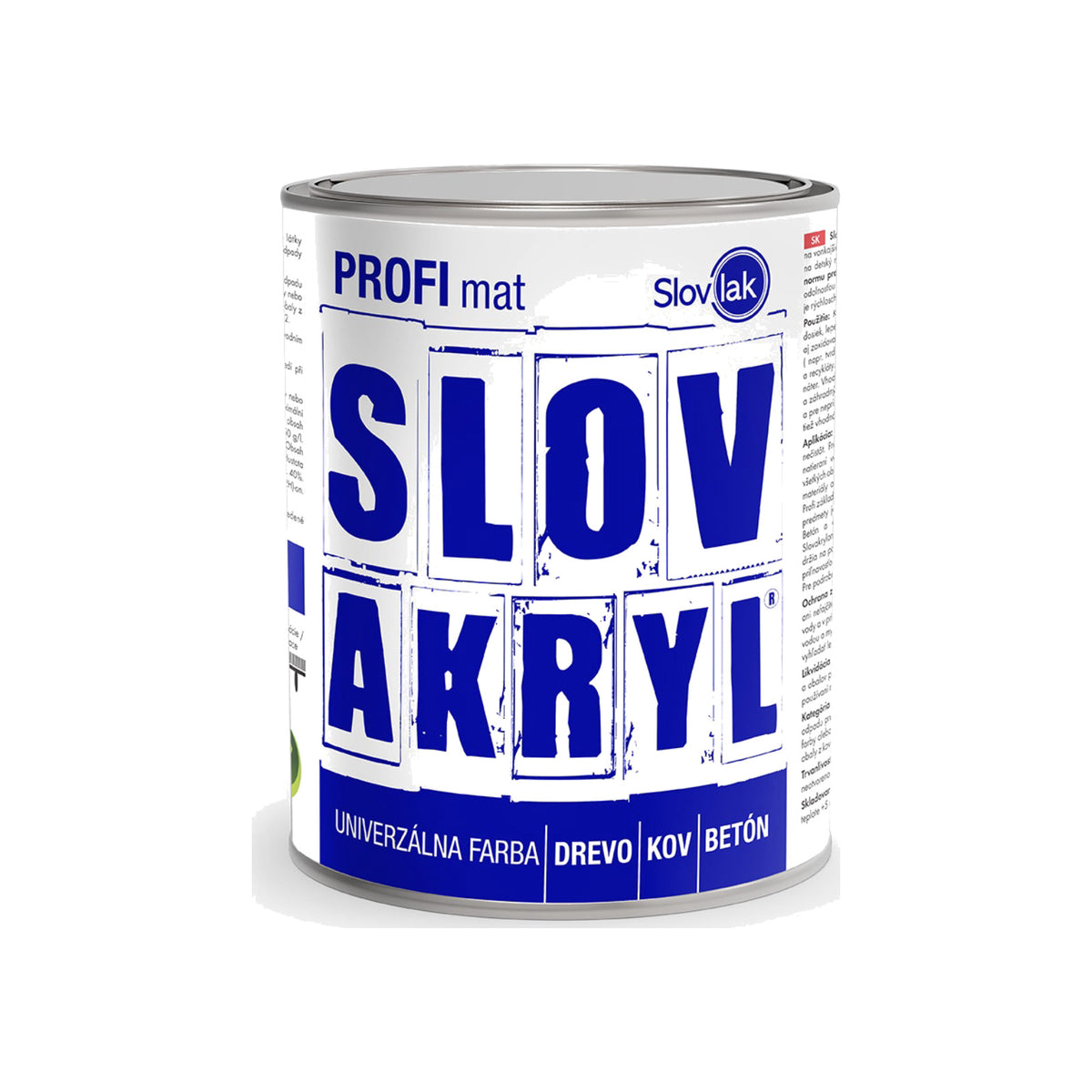 SLOVAKRYL PROFI mat vodou ředitelná univerzální barva na dřevo, kov a beton 0,75 kg