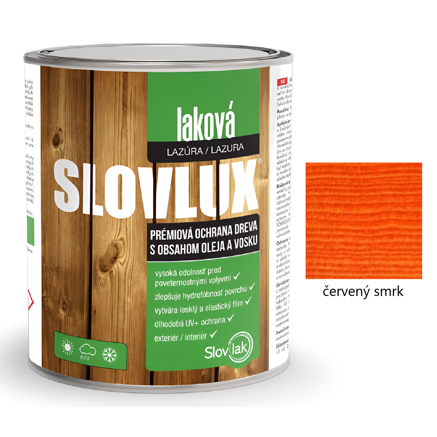 Slovlak SLOVLUX laková lazura na dřevo - červený smrk