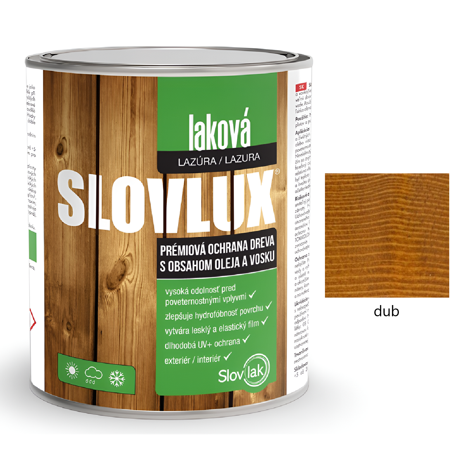 Slovlak SLOVLUX laková lazura na dřevo - dub