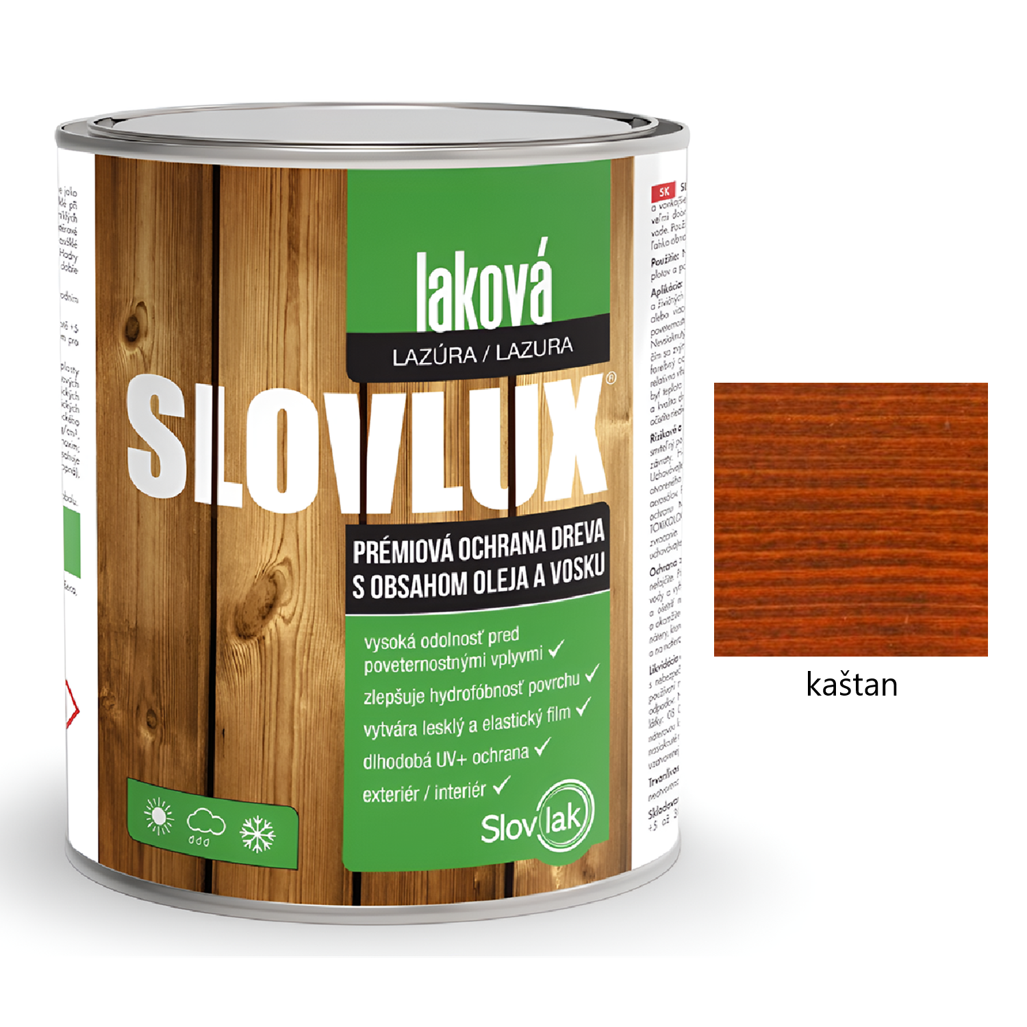Slovlak SLOVLUX laková lazura na dřevo - kaštan