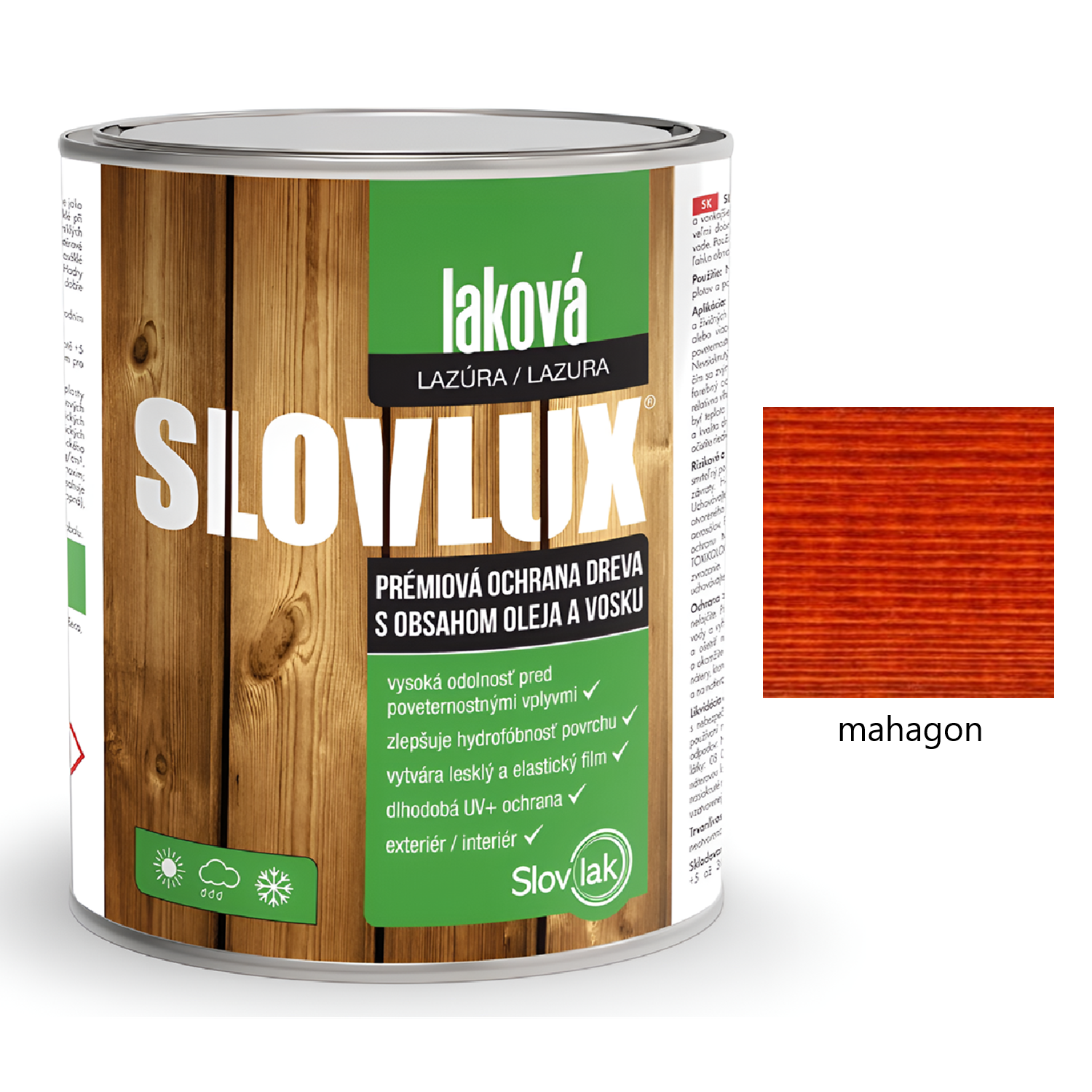 Slovlak SLOVLUX laková lazura na dřevo - mahagon