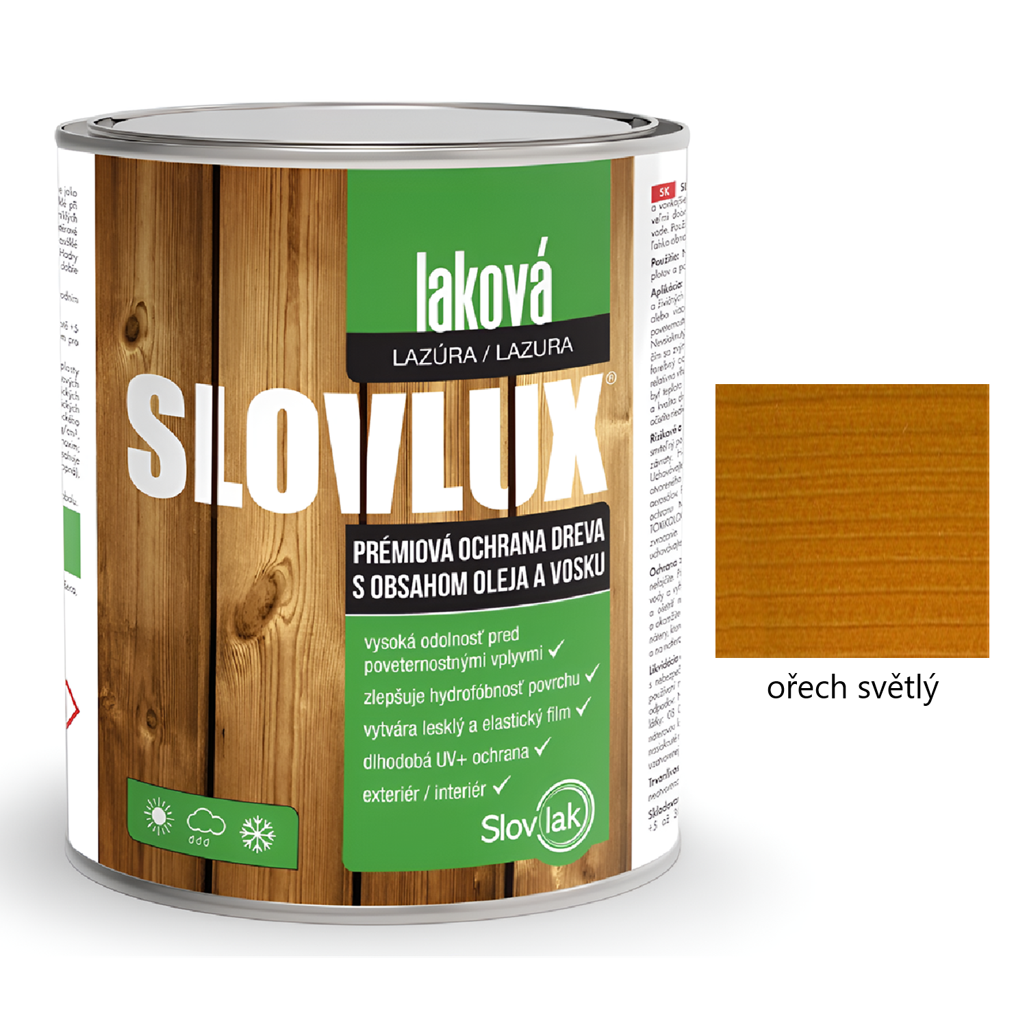 Slovlak SLOVLUX laková lazura na dřevo - ořech světlý