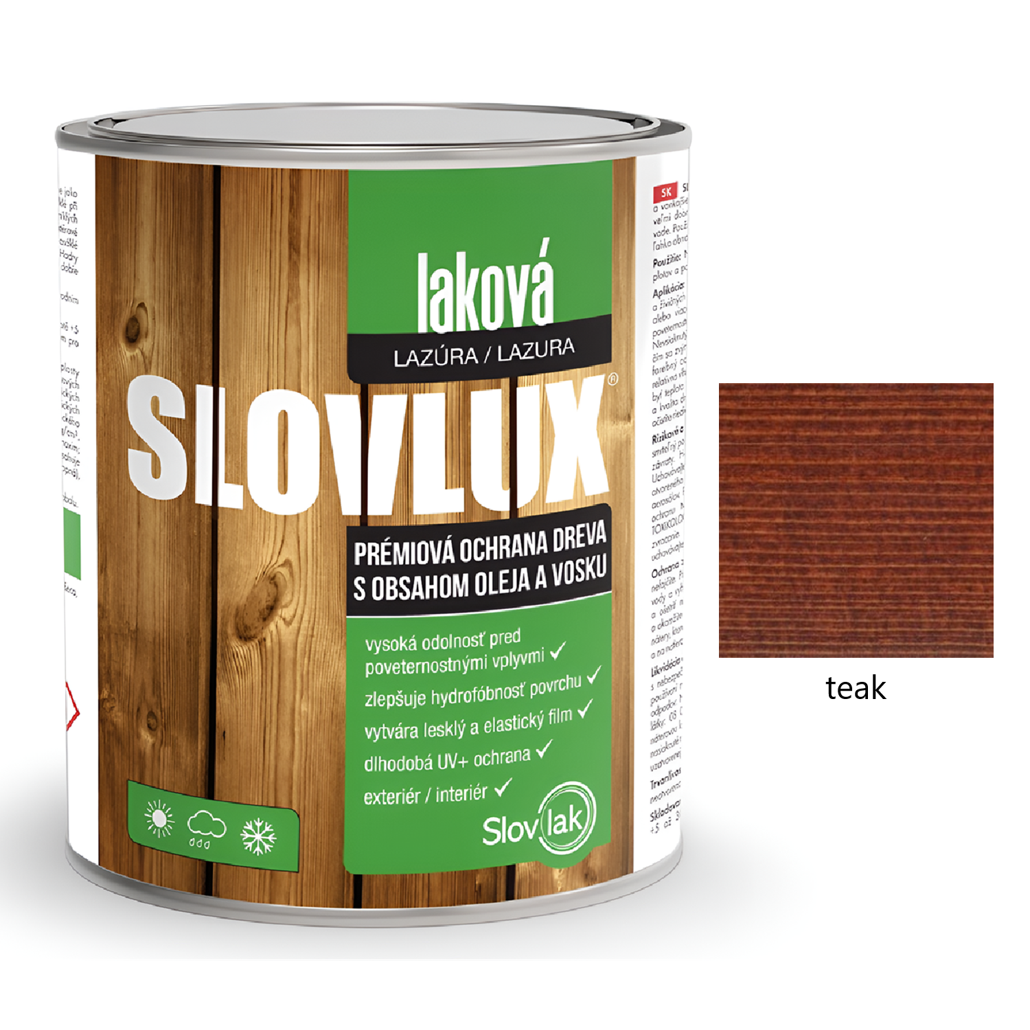 Slovlak SLOVLUX laková lazura na dřevo - teak