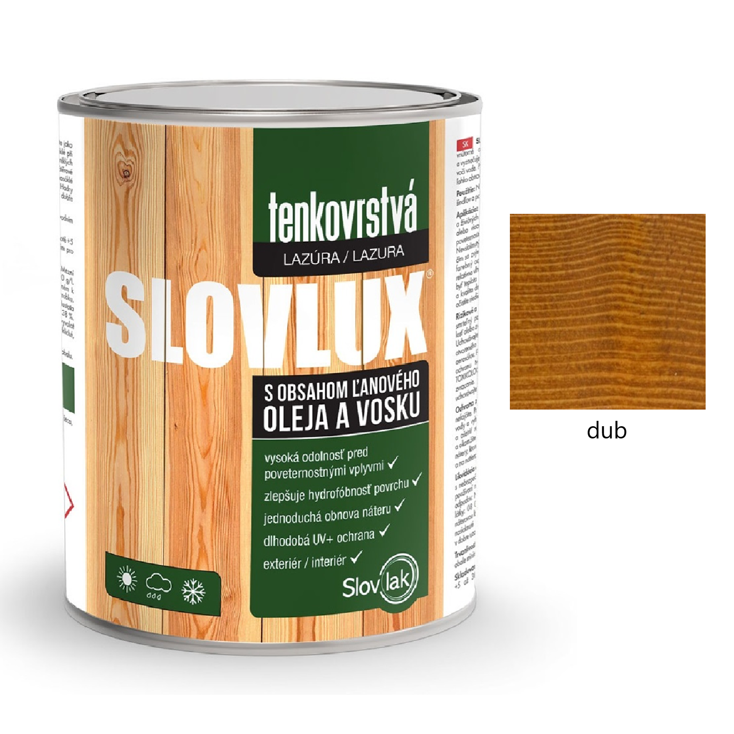 Slovlak SLOVLUX tenkovrstvá lazura na dřevo - dub
