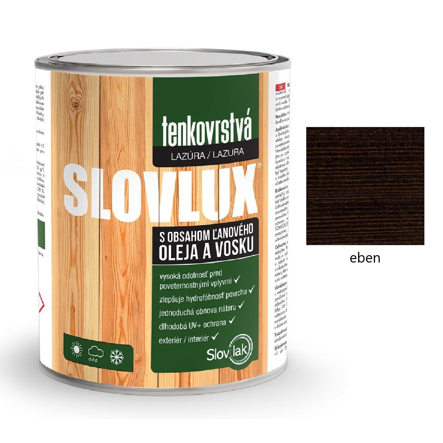 Slovlak SLOVLUX tenkovrstvá lazura na dřevo - eben