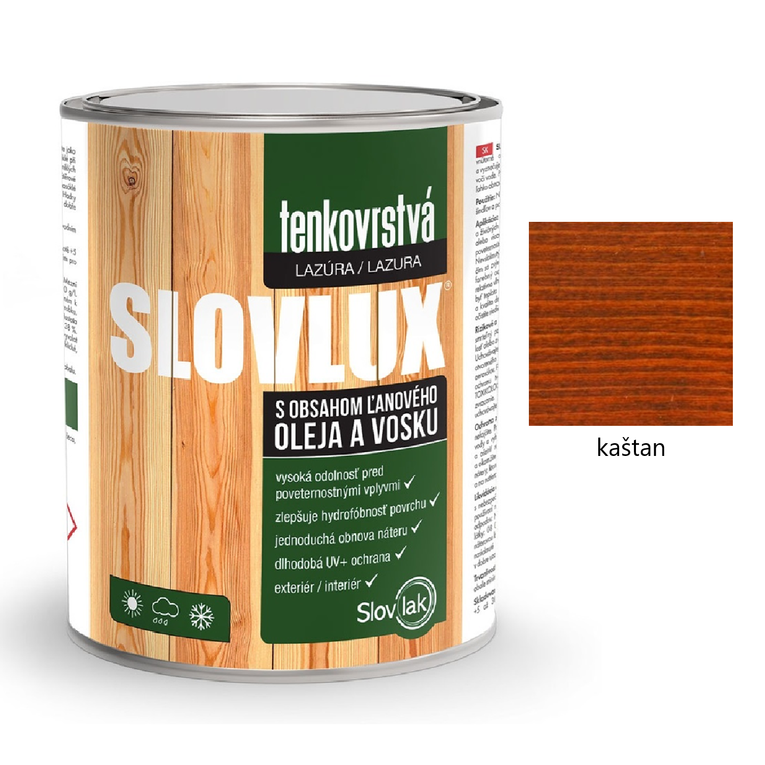 Slovlak SLOVLUX tenkovrstvá lazura na dřevo - kaštan