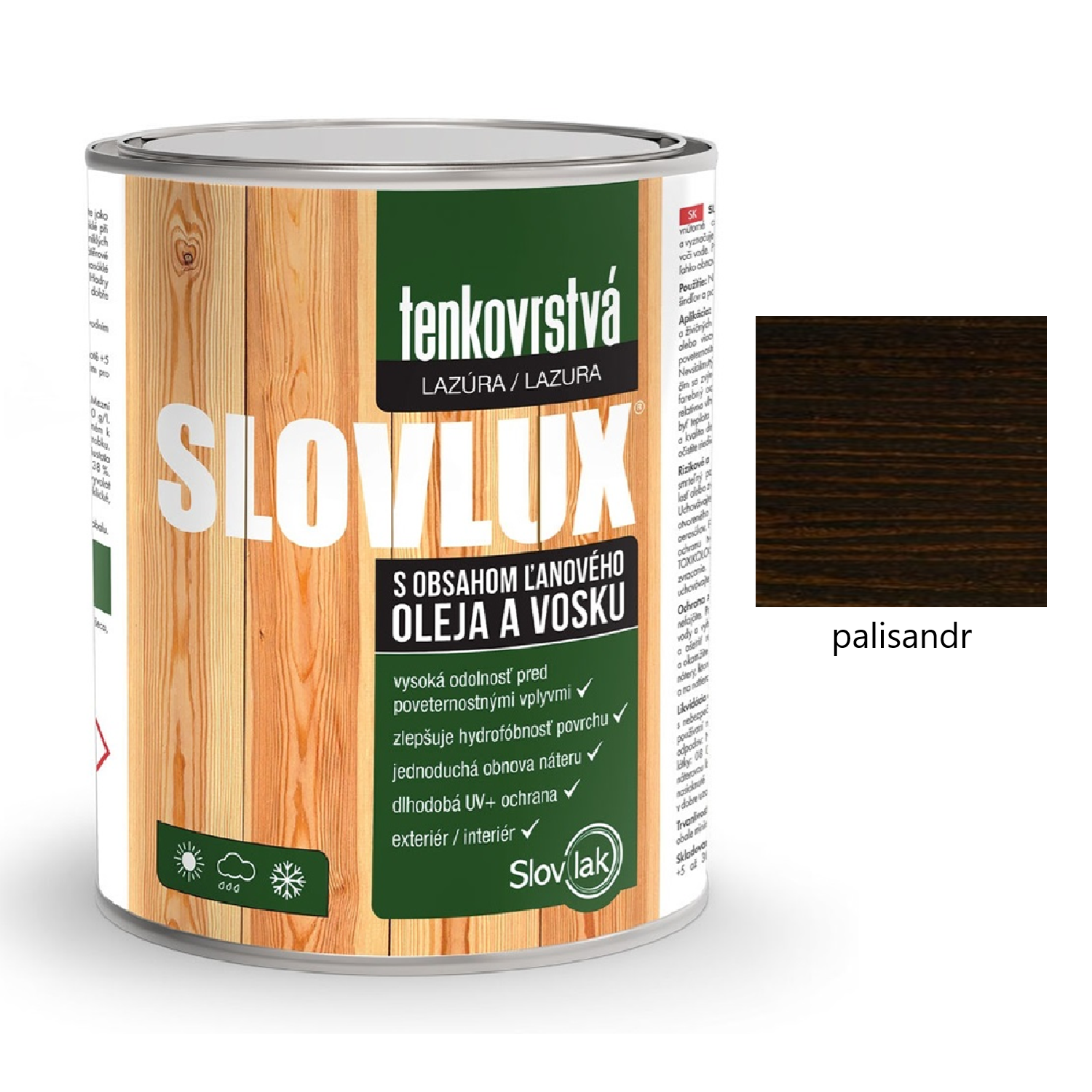 Slovlak SLOVLUX tenkovrstvá lazura na dřevo - palisandr