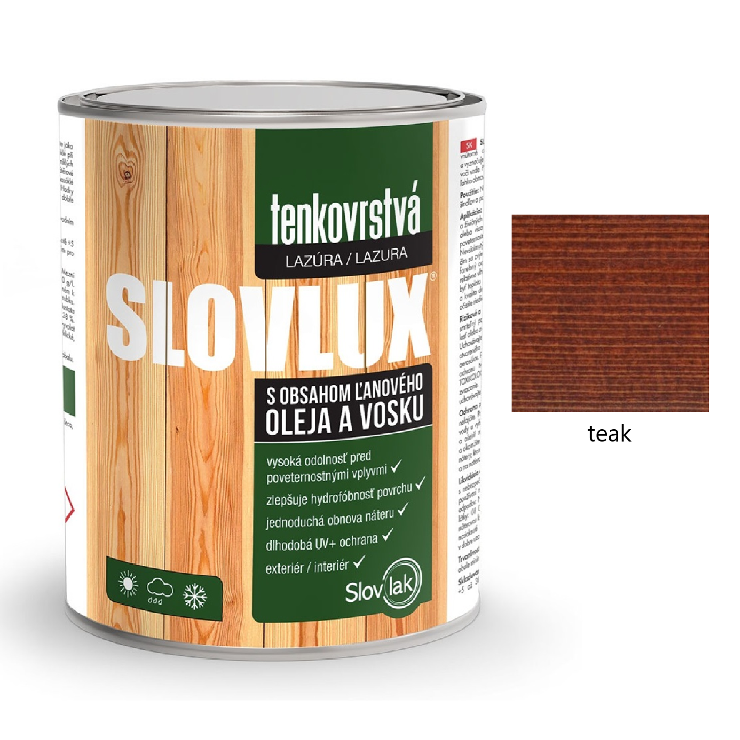 Slovlak SLOVLUX tenkovrstvá lazura na dřevo - teak