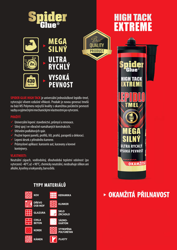 Spider Glue HIGH TACK EXTREME montážní lepidlo - letáček