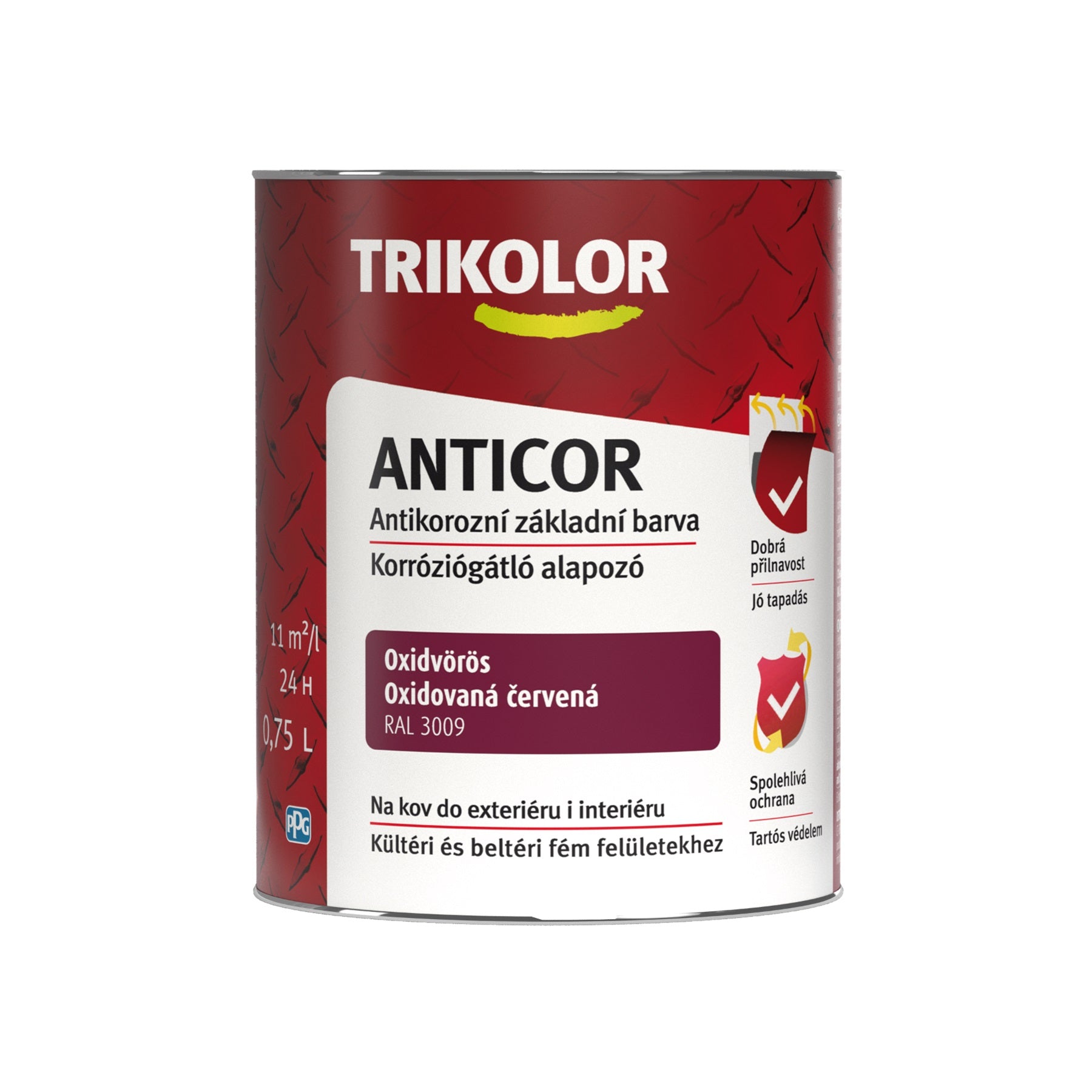 TRIKOLOR ANTICOR Antikorozní základní barva na kov 0,75 l