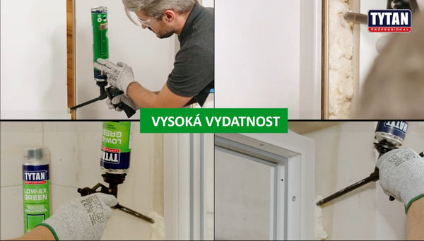 TYTAN LOW-EX GREEN montážní PUR pěna pistolová 750 ml, použití, vydatnost