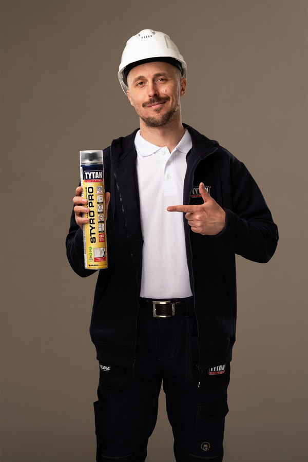 TYTAN STYRO PRO E pistolové PUR pěnové lepidlo na polystyren_ukázka