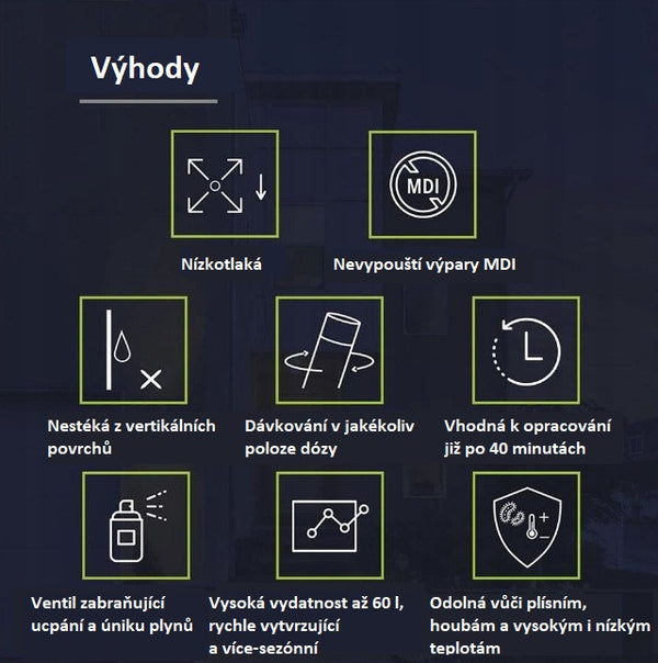 TYTAN Lexy 60 nízkoexpanzí montážní PUR pěna trubičková 860 ml_výhody