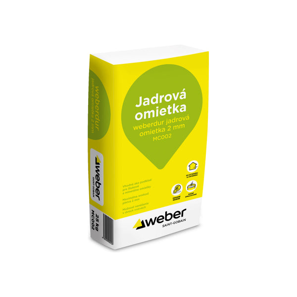 Weber weberdur jádrová omítka 2 mm univerzální jádrová omítka pro interiér a exteriér balení z druhé strany