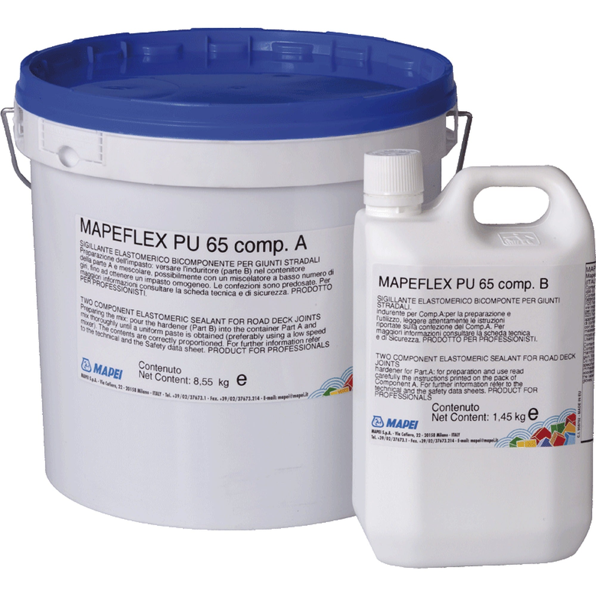 MAPEI Mapeflex PU 65 dvousložkový polyuretanový těsnicí tmel na silniční spáry 10 kg (složka A 8,55 kg + složka B 1,45 kg)