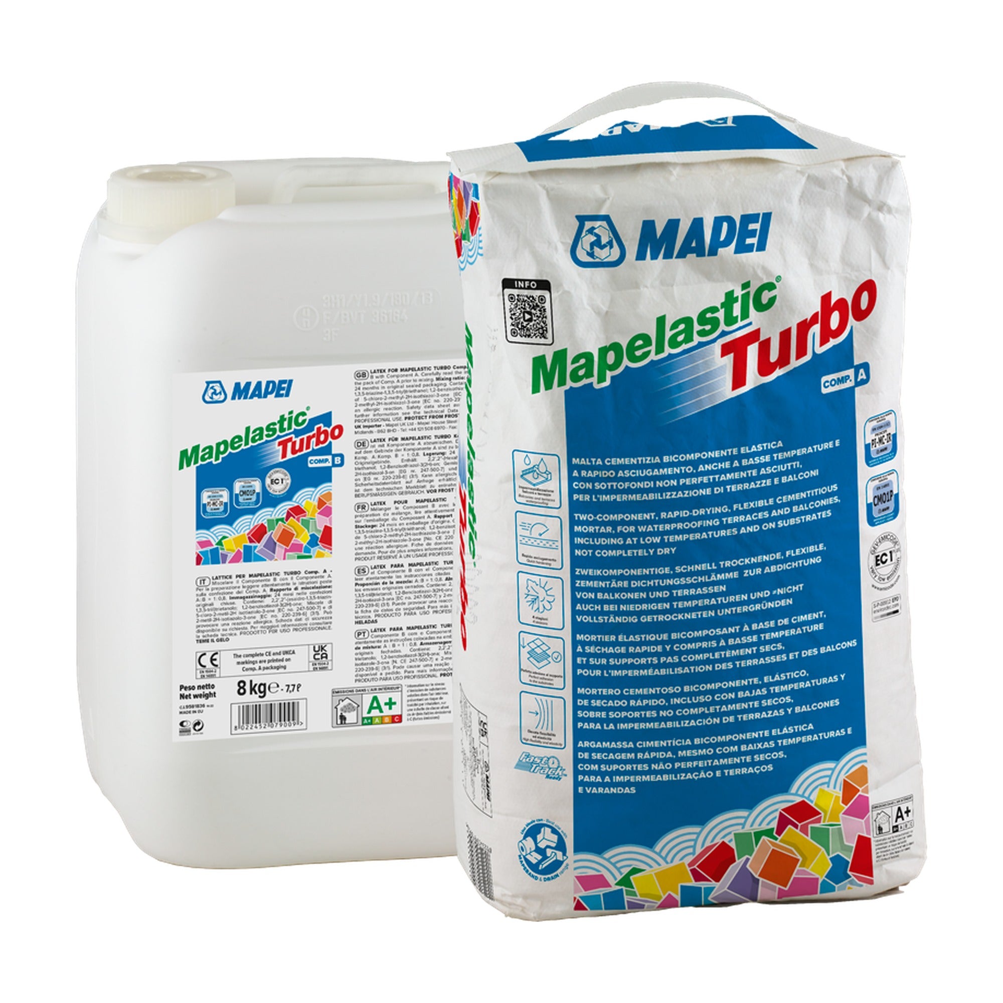 MAPEI Mapelastic Turbo dvousložková rychleschnoucí elastická hydroizolační malta 18 kg