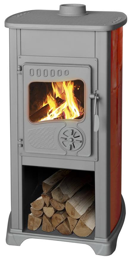 Kamna Bella Thalia, červené, 5,4 kW, 102 cm, litina/šamot