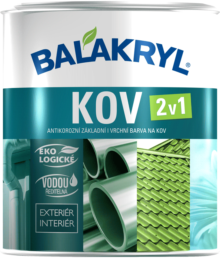BALAKRYL KOV 2v1 vodou ředitelná antikorozní akrylátová barva na kov