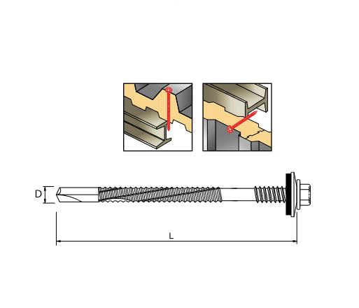 ETANCO GTR 16 SP Ø6,3 / 7,0 mm šroub pro upevnění sendvičových panelů s podložkou A19