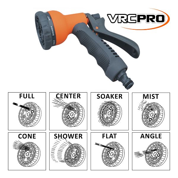 Postřikovací pistole 8 funkcí 1/2″ s rukojetí VRCPRO