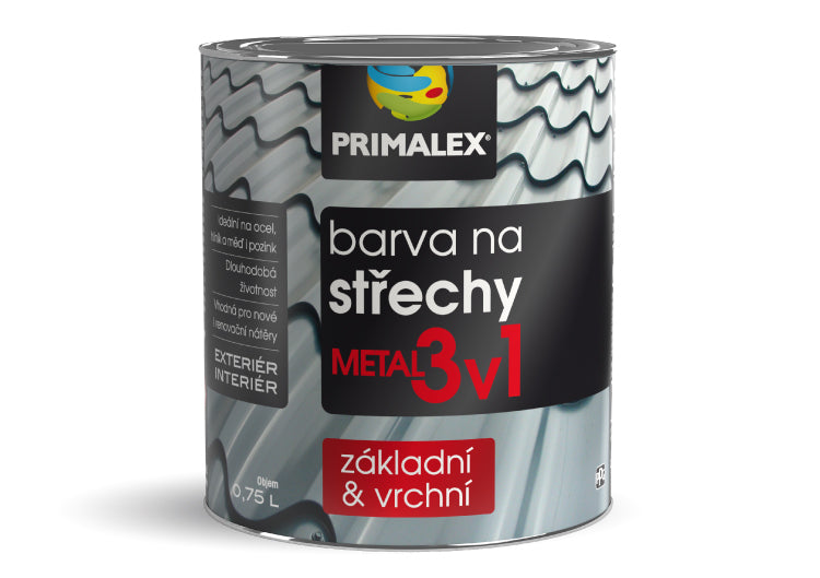 PRIMALEX Metal 3v1 Antikorozní barva na střechu a kov 0,75 l