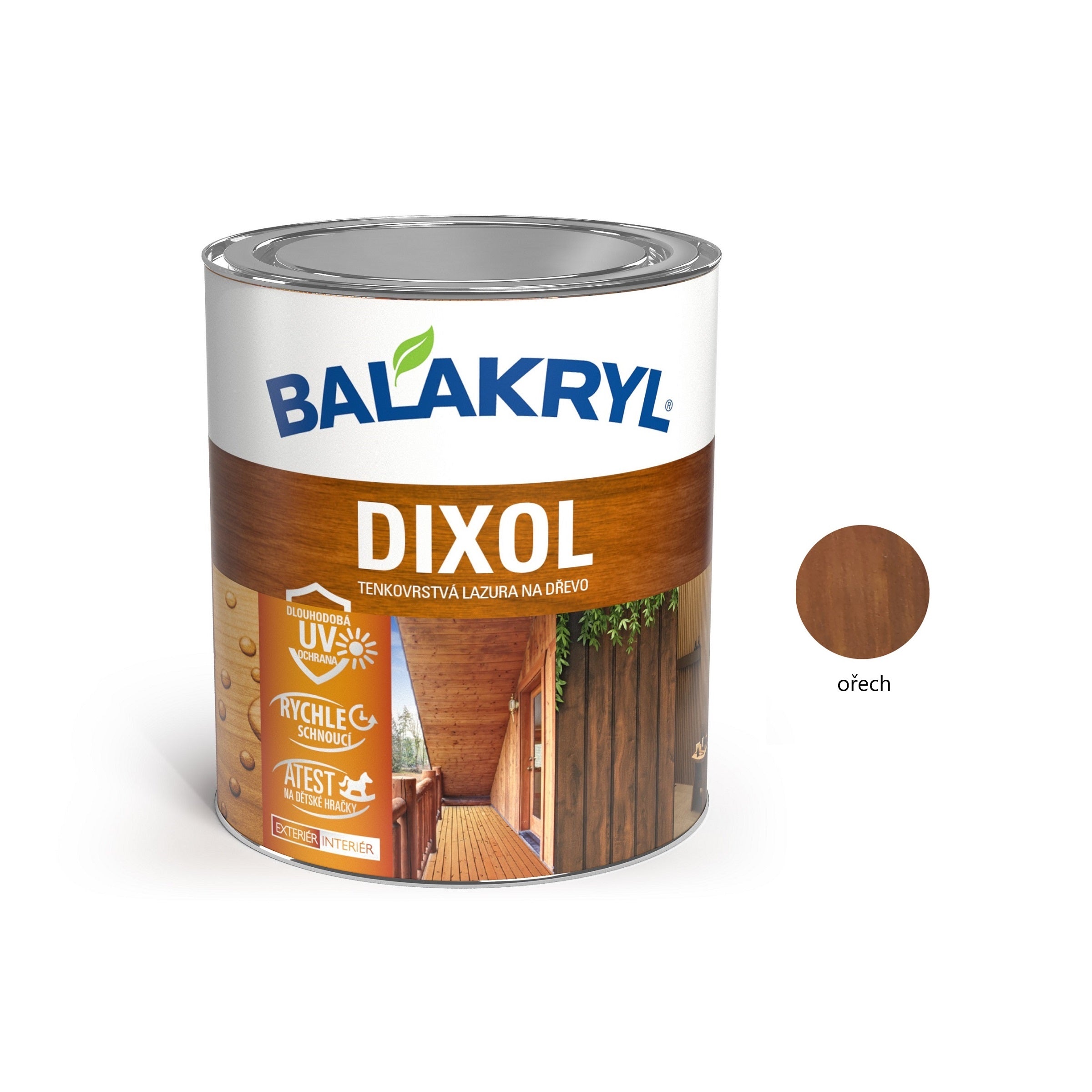 BALAKRYL DIXOL tenkovrstvá lazura na dřevo ořech 0,7 kg