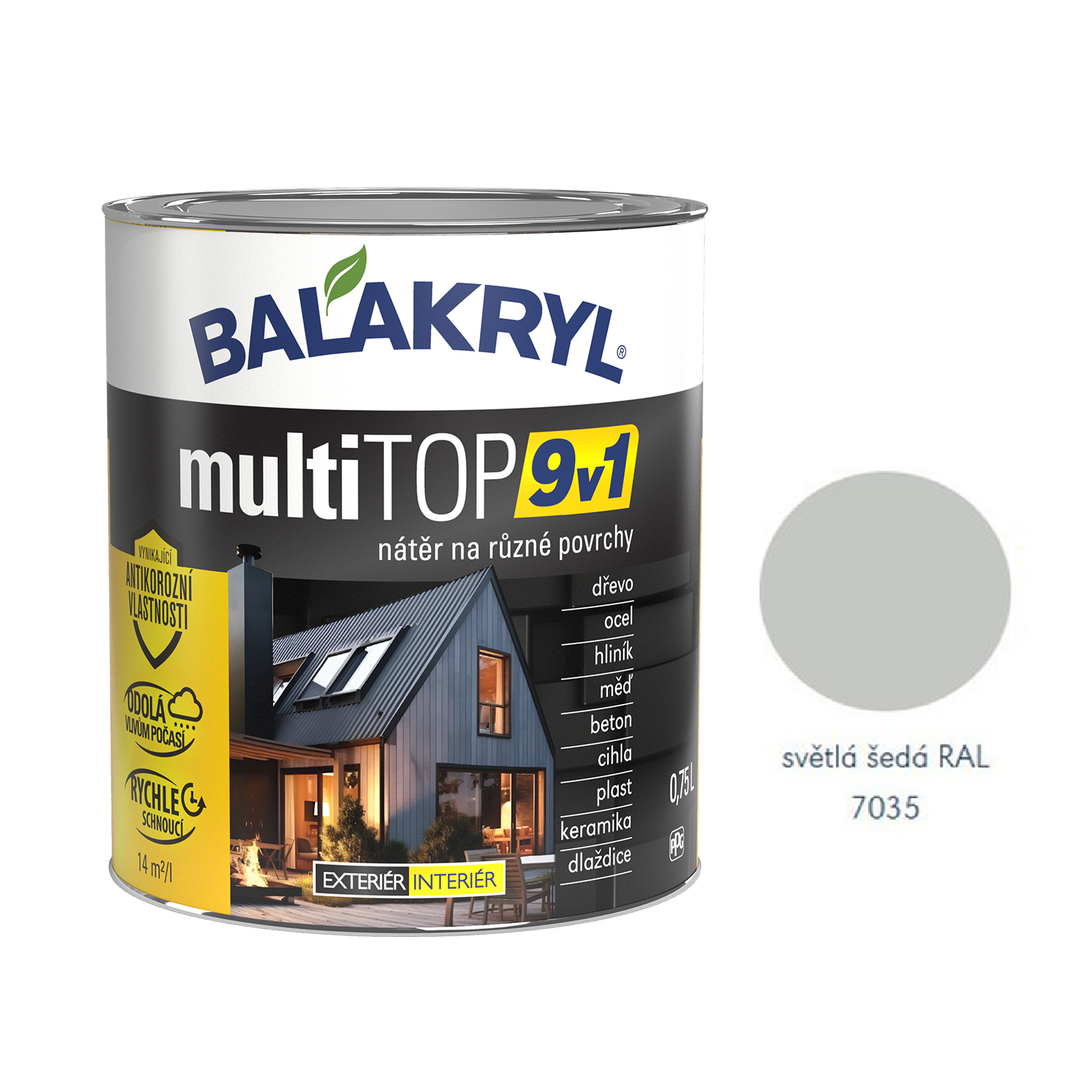 BALAKRYL multiTOP 9v1 multifunkční barva pro různé povrchy - antracitová šedá