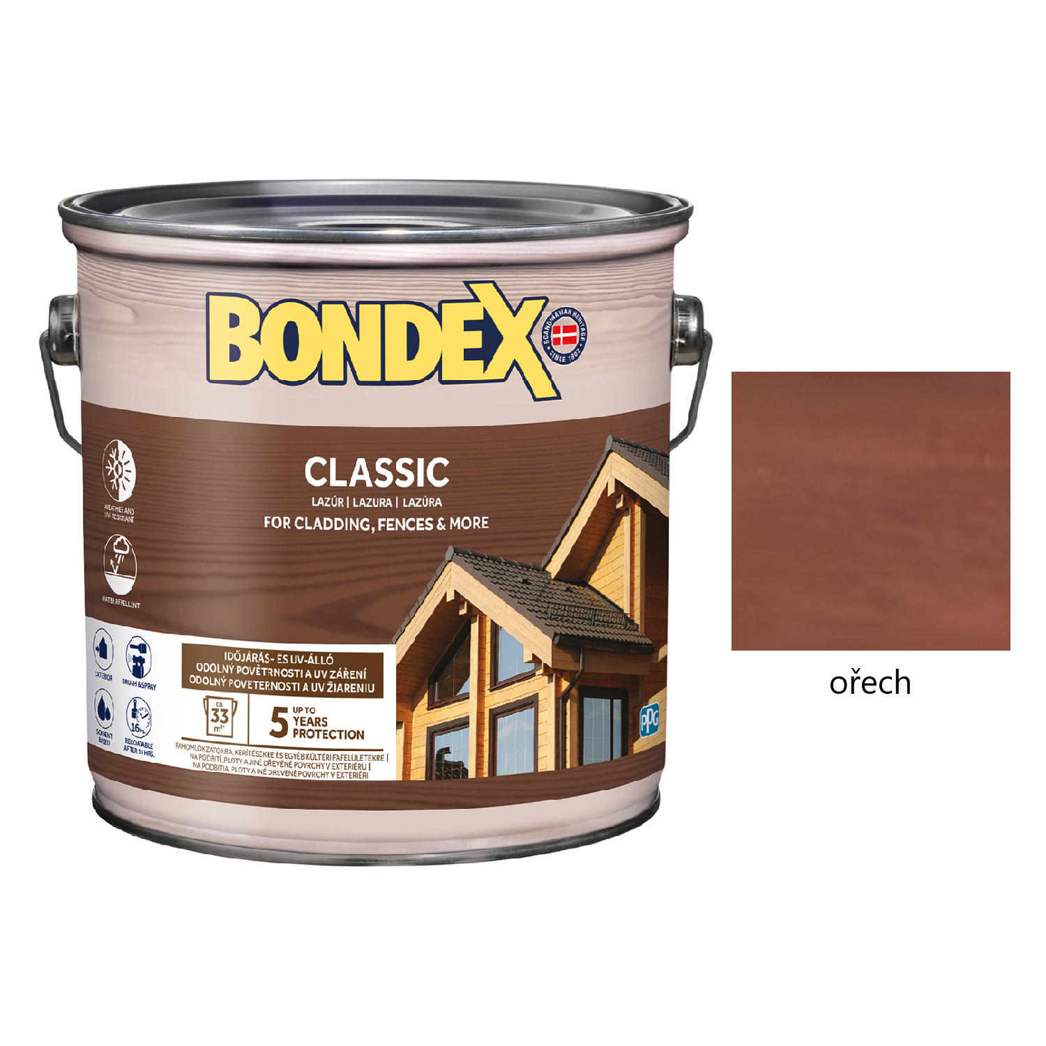 BONDEX CLASSIC tenkovrstvá syntetická lazura na dřevo - ořech