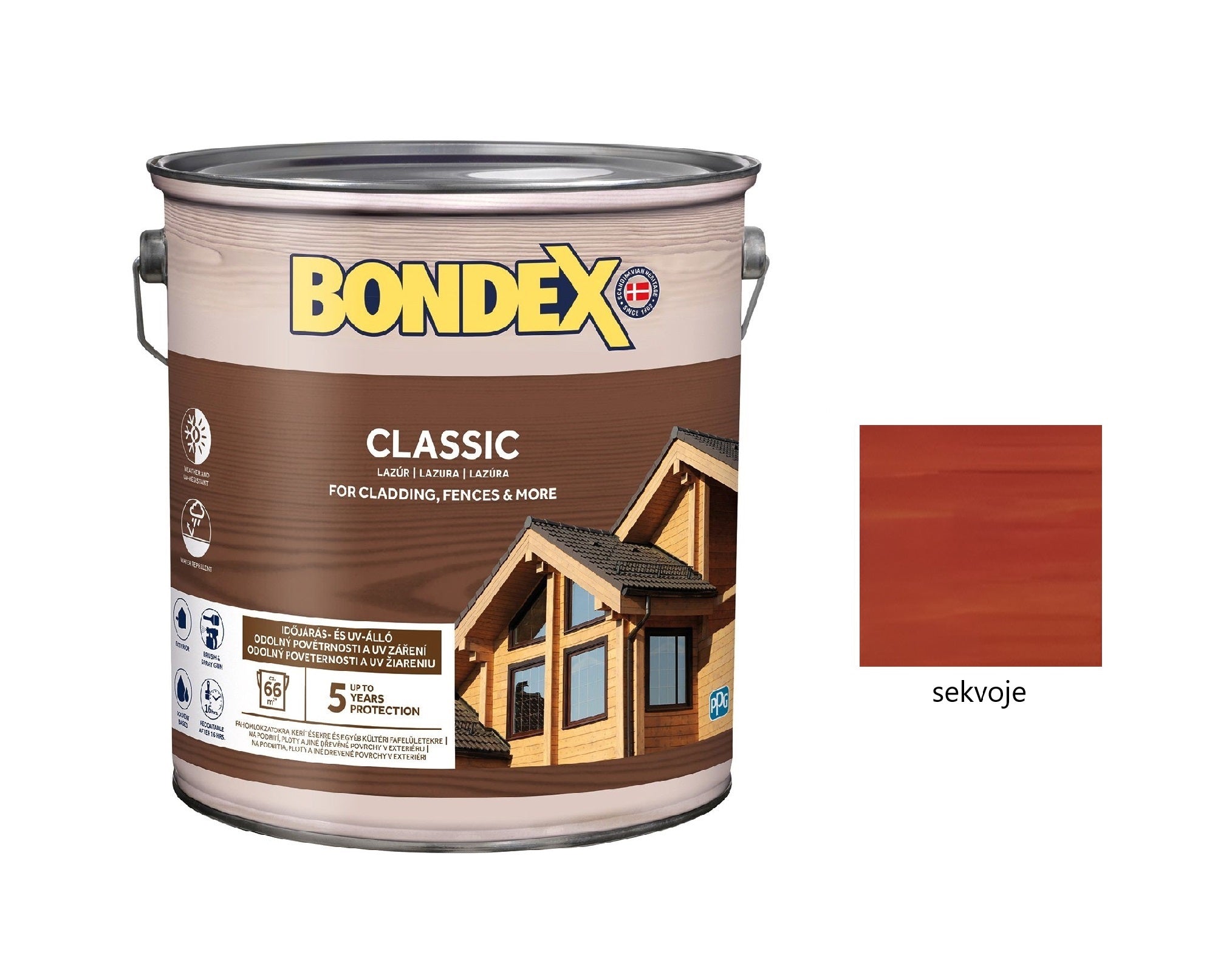 BONDEX CLASSIC tenkovrstvá syntetická lazura na dřevo sekvoje 5 l