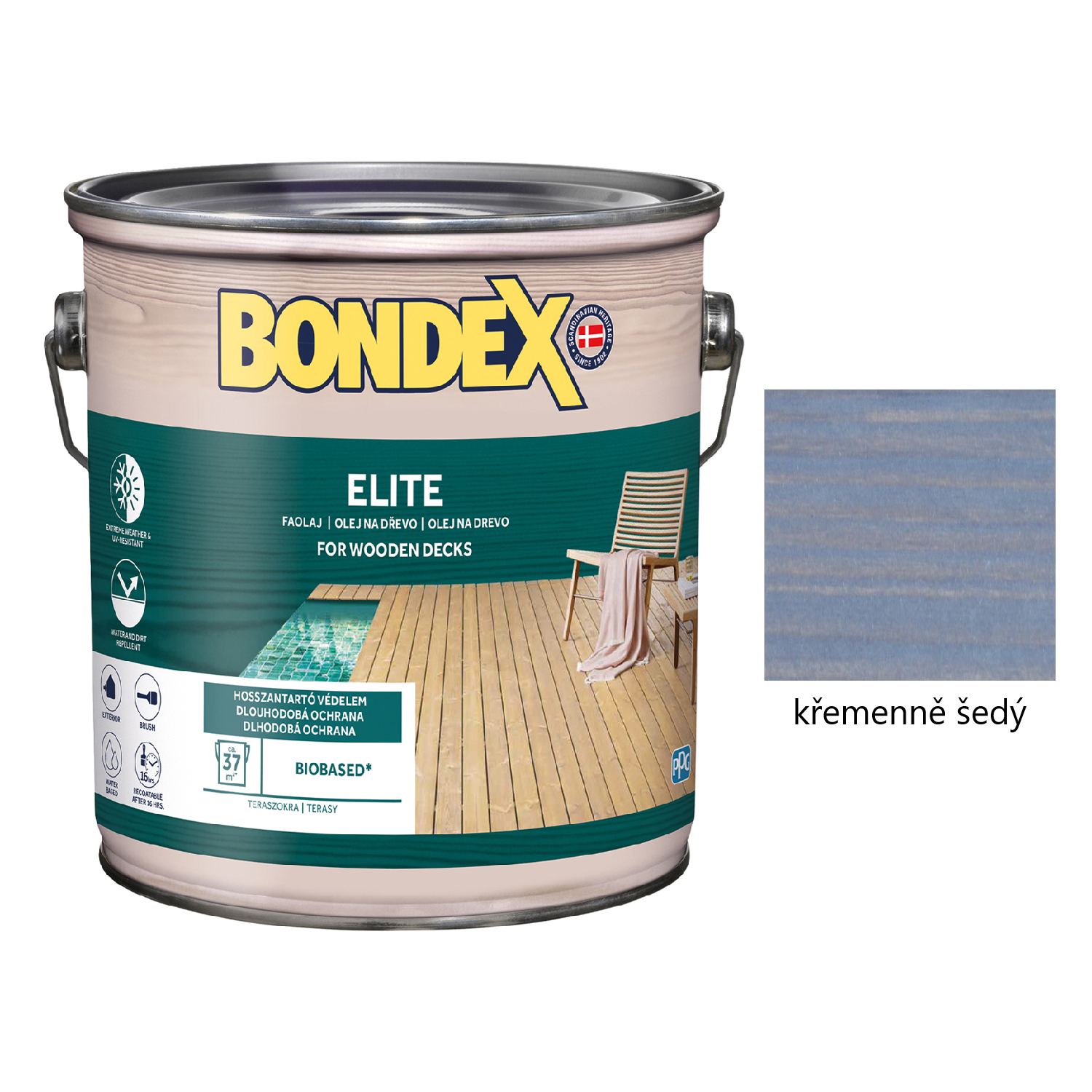 BONDEX ELITE napouštěcí olej na dřevo - křemenně šedý