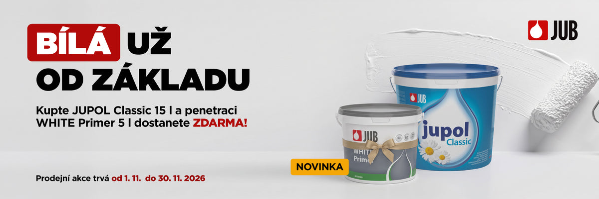 Akce JUB: při koupi JUPOL Classic 15 l dostanete penetraci WHITE Primer 5 l zdarma