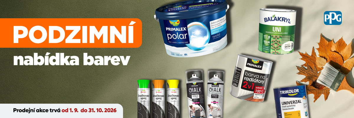 Podzimní nabídka barev PRIMALEX, BALAKRYL a TRIKOLOR do 31.10.2026