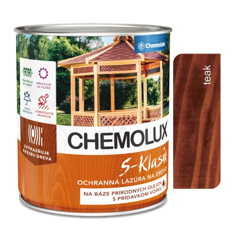 Chemolak CHEMOLUX S-KLASIK S 1040 Ochranná lazura na dřevo - 0251 - Teak