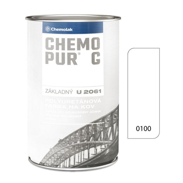 Chemolak CHEMOPUR G U 2061 základní polyuretanová dvousložková matná barva na kov - 0100 - Bílá