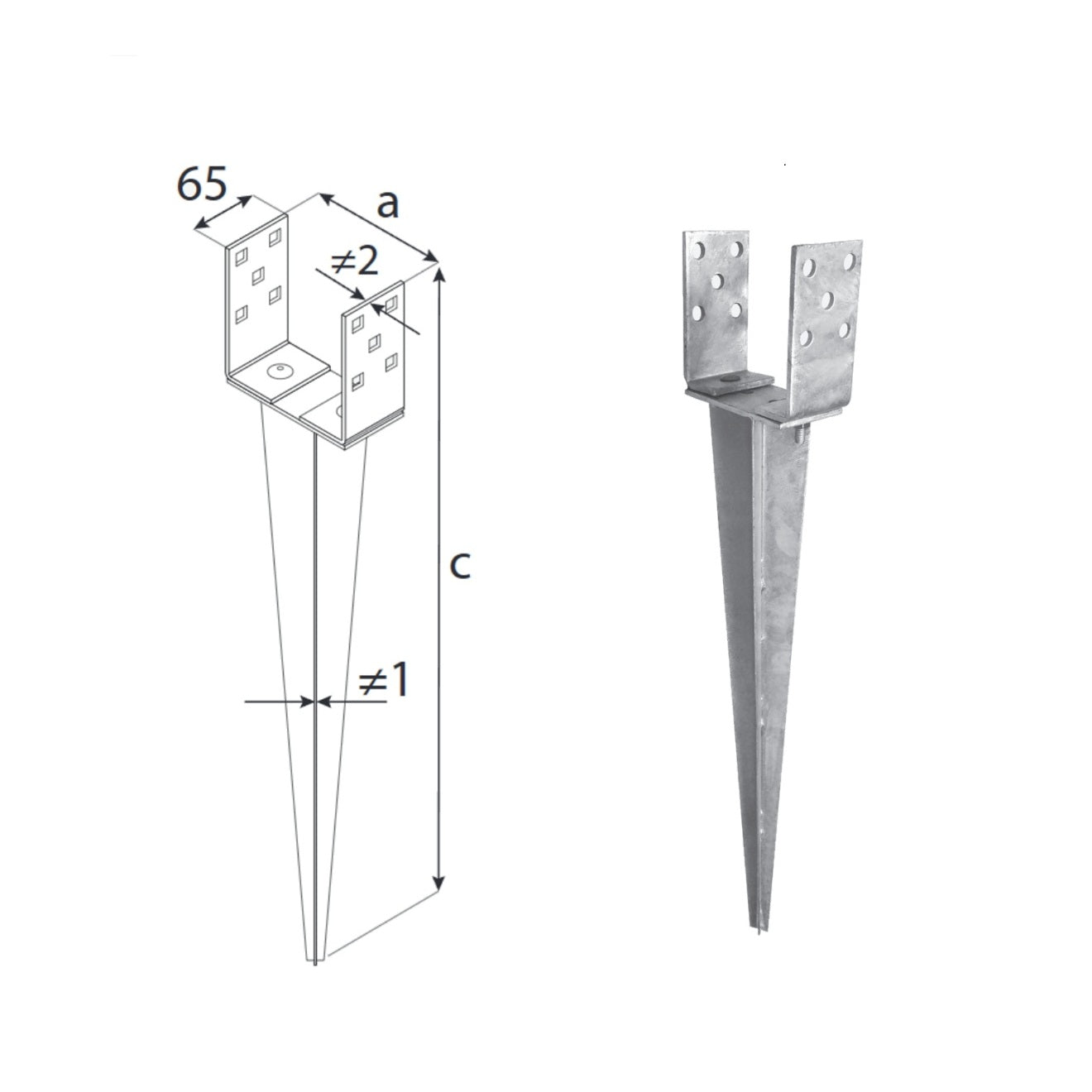 DOMAX PSGR nabíjecí patka sloupku nastavitelná  technické parametry