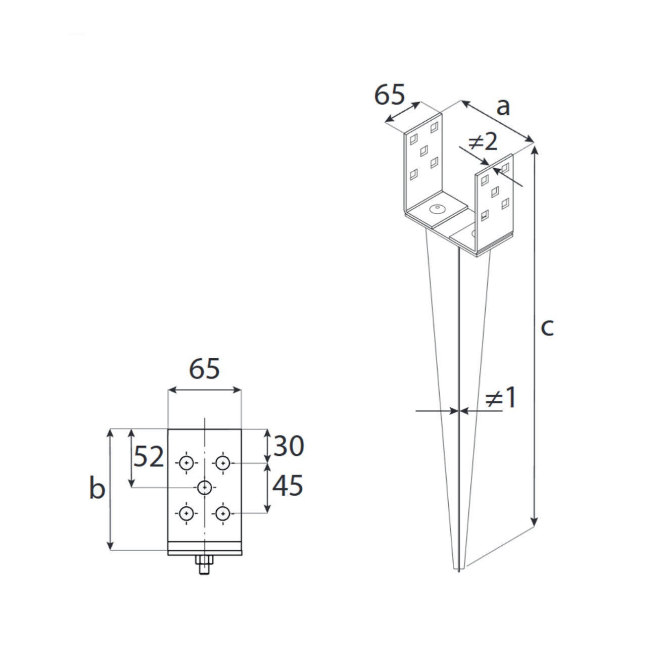 DOMAX PSGR nabíjecí patka sloupku nastavitelná (ZNO)