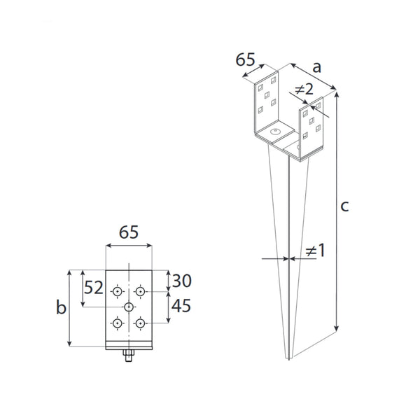 DOMAX PSGR nabíjecí patka sloupku nastavitelná  technické parametry