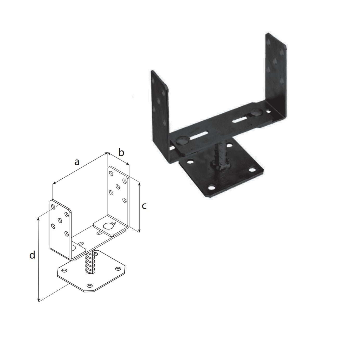 DOMAX PSRT šroubovací patka sloupku typu U nastavitelná C tech. parametry