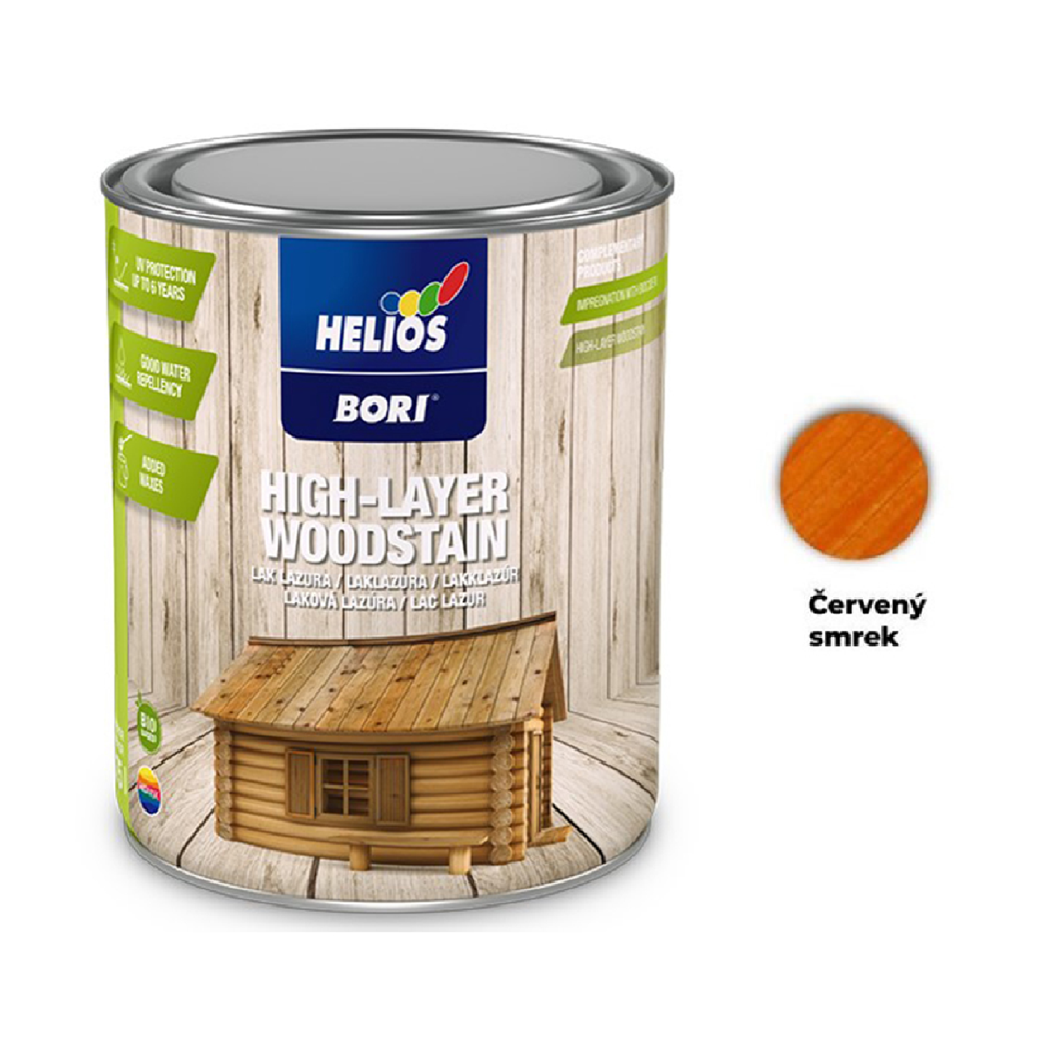 HELIOS BORI Laková lazura na dřevo - červený smrek