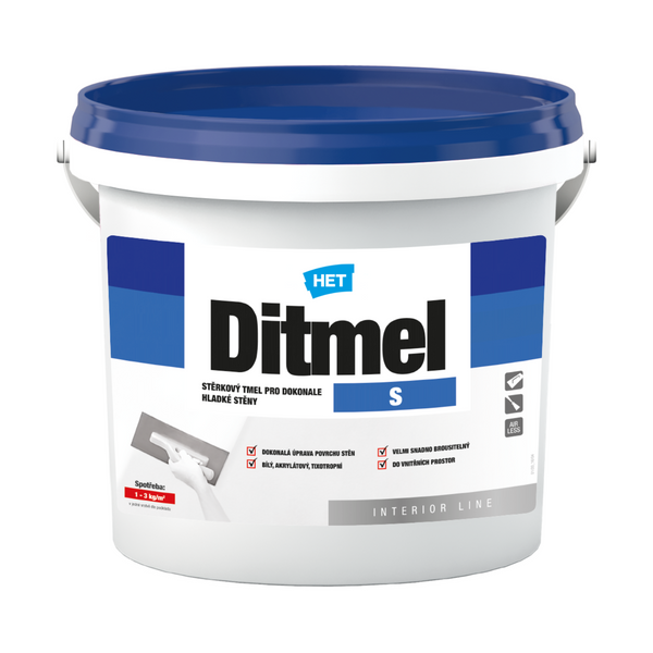 HET Ditmel S bílý stěrkový tmel pro plošné nanášení v interiérech 1,5 kg