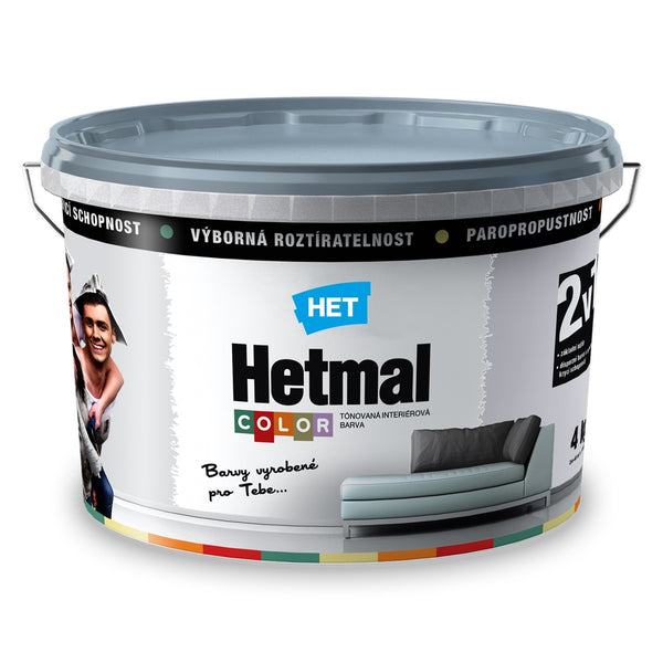 HET Hetmal COLOR otěruvzdorná interiérová akrylátová barva na zeď HL 0133 - šedá Eva 4 kg
