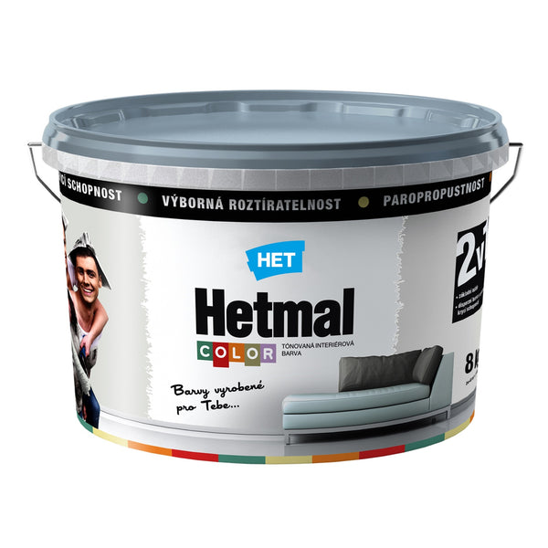 HET Hetmal COLOR otěruvzdorná interiérová akrylátová barva na zeď HL 0133 - šedá Eva 8 kg