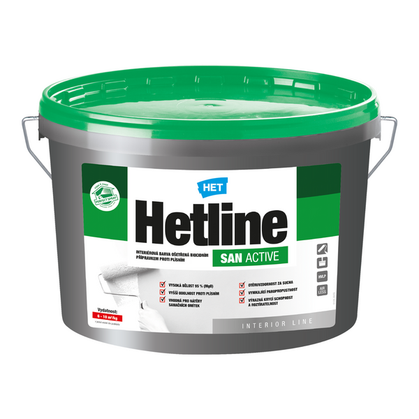 HET Hetline SAN ACTIVE interiérová bílá protiplísňová barva na zeď 7 kg