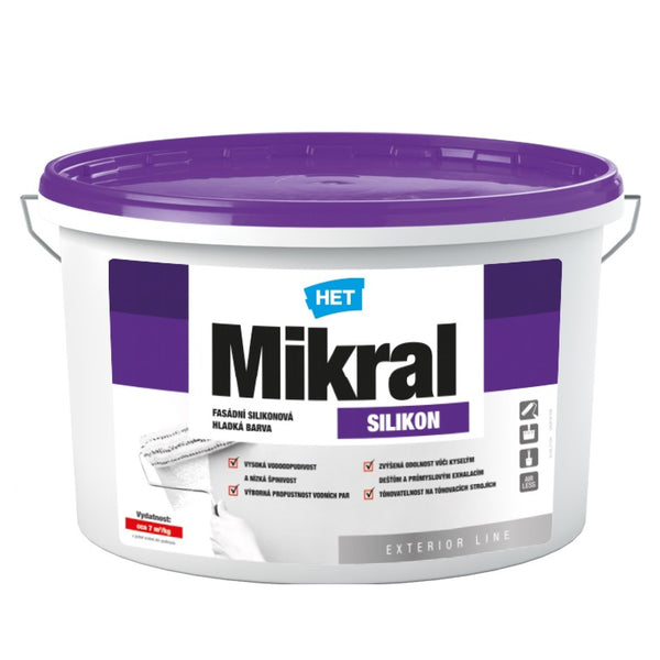 HET Mikral SILIKON bílá omyvatelná silikonová fasádní barva 7 kg